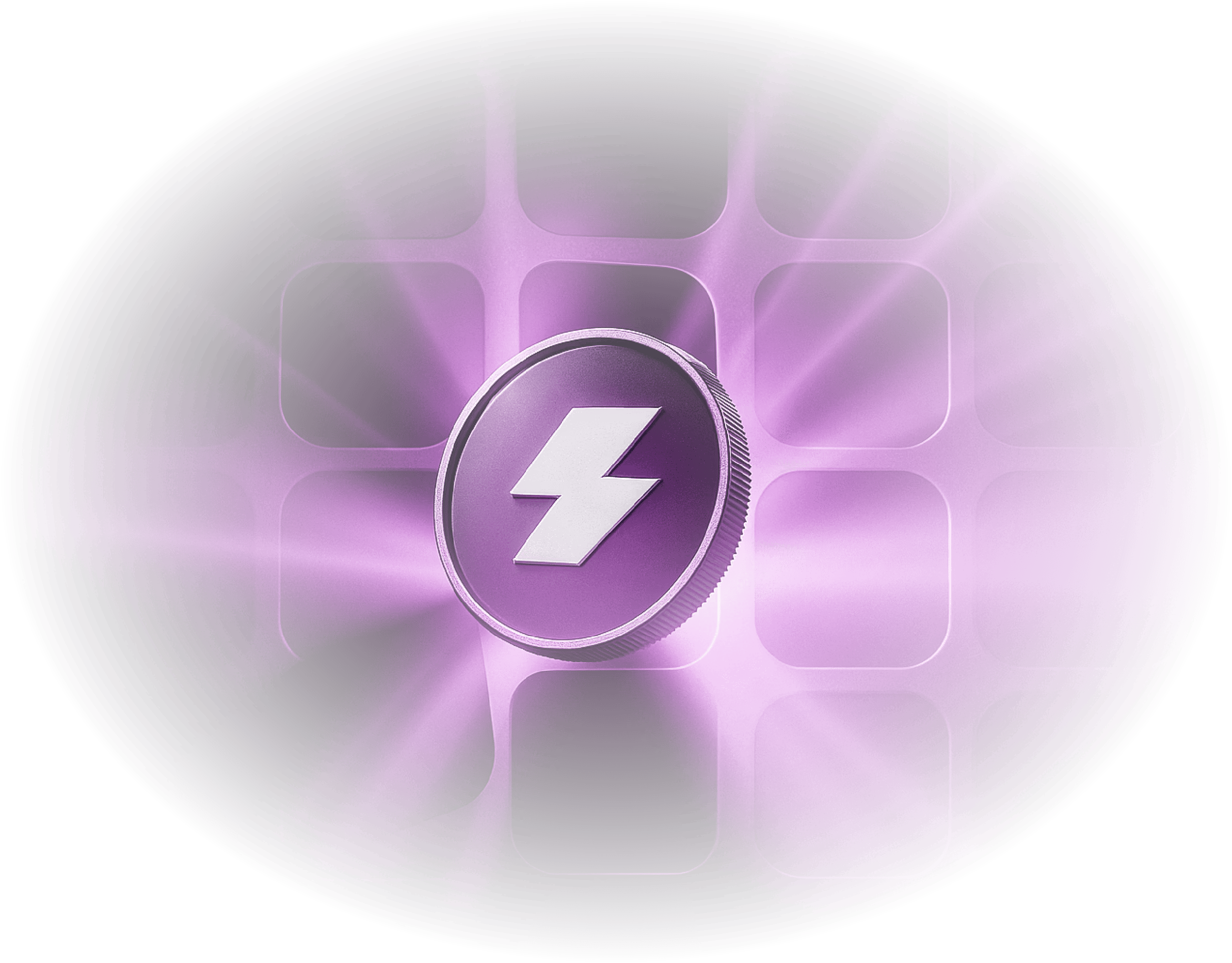 Purple neon lightning bolt tech icon glowing